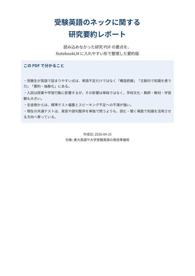 受験英語研究要約 表紙
